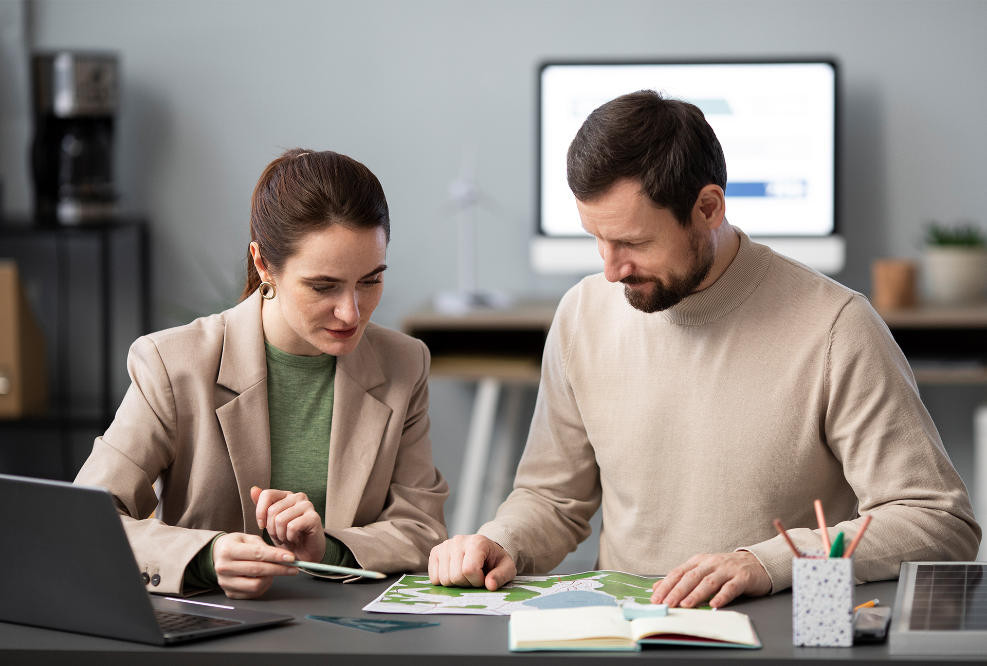 Advisor and client reviewing a financial plan